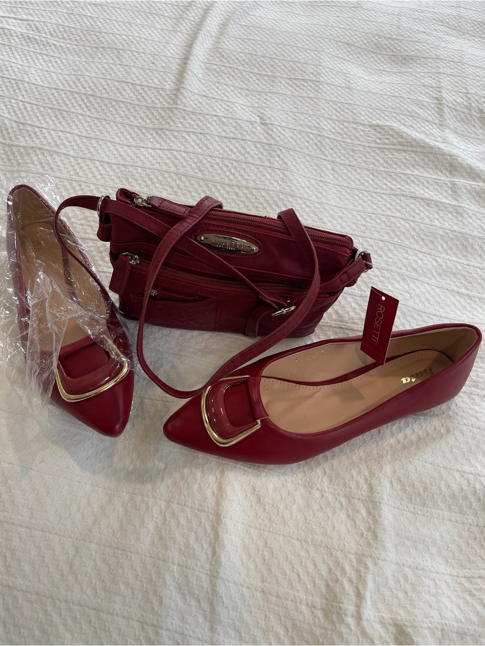 NWT Rosetti Crossbody Bag & Matching Pointed-Toe Buckle Flats Bata Bundle Set